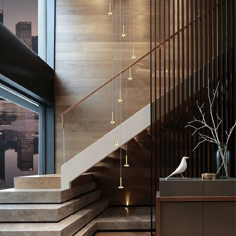 Axyaa Nordic Minimalist Chandelier: Modern Staircase & Living Room Lighting Fixtures
