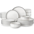 Axyaa 24/48 Piece Black Rim Porcelain Dinnerware Set - Service for 6/12