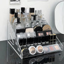 Clear Acrylic Makeup Organizer Rack by Axyaa - Cosmetic Storage Stand for Eyeshadow, Lipstick, Powder