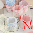 Axyaa Quilted Cotton Bow Organizer Box: High-capacity Round Storage Frame