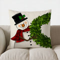 Axyaa Snowman Wreath Christmas Decor Pillow Cover