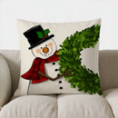Axyaa Snowman Wreath Christmas Decor Pillow Cover
