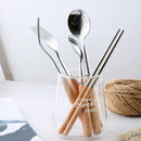 Axyaa Stainless Steel Wooden Cutlery Set