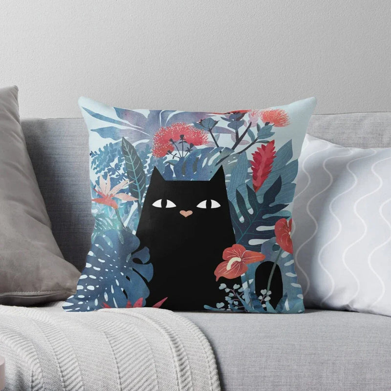 Cute Cat Decorative Pillow Case Cover for Modern Living Room Sofa by Axyaa