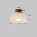 Axyaa Modern Wood Glass LED Ceiling Light for Kitchen Living Room Decor