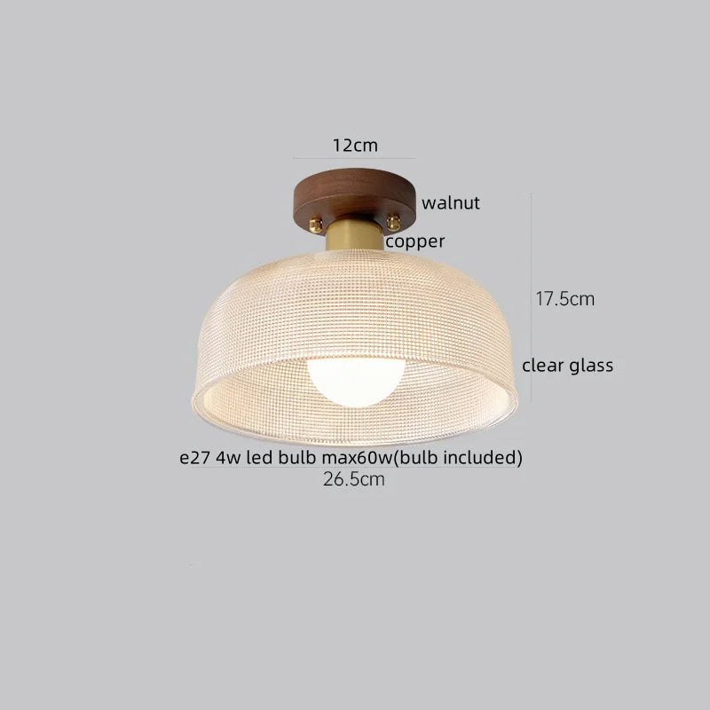 Axyaa Modern Wood Glass LED Ceiling Light for Kitchen Living Room Decor