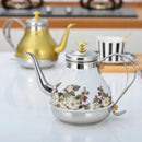 Axya Golden Teapot with Strainer: European Style Stainless Steel Coffee Pot