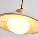 Axyaa Japanese Style Wooden Bedside Chandelier Natural Stone Cream Hanging Light
