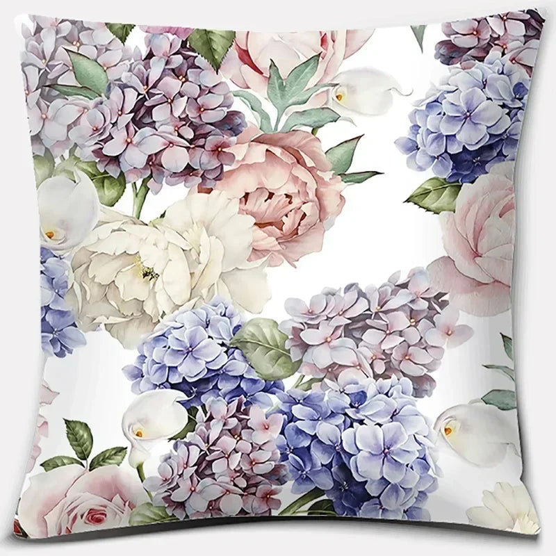 Pink Flower Pattern Cushion Cover by Axyaa - 45x45cm Decorative Pillowcase