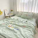 Axyaa Cartoon Embroidered Duvet Set: Breathable & Thin for Summer Comfort
