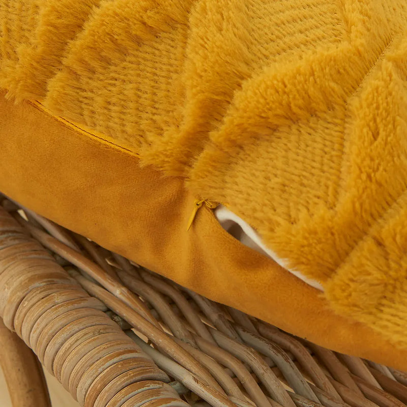 Yellow Plush Cushion Cover 45x45 - Axyaa Home Living Room Sofa Decor