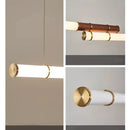 Axyaa Retro Wood Grain Long Strip Chandelier for Bar, Living Room, Office & More