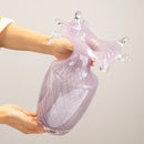 Axyaa Purple Wavy Glass Vase for Flower Arrangement and Home Decor