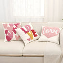 Axyaa Love Letter Pink Velvet Pillow Cover Set