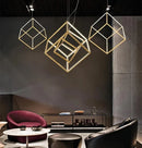Axyaa Cube LED Pendant Chandeliers for Modern Living Room, Kitchen Island, and Stair Loft