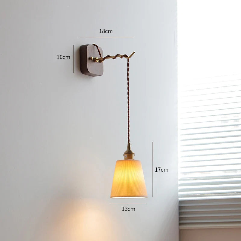 Axyaa Walnut Wooden LED Wall Lights Fixture Modern Indoor Lighting Nordic Wandlamp