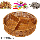 Axyaa Round Handwoven Rattan Basket with 3 Grids, 21/25/28cm