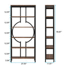 Axyaa 71" Industrial Wood Open Bookshelf Shelving Unit Organizer Rack