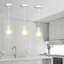 Axyaa Industrial White Cage Pendant Light for Home Decor