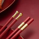 Axyaa Christmas Korean Reusable Chopsticks Set, Non-Slip, Food-Grade, Dishwasher-Safe