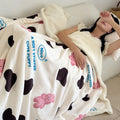 Axyaa Cartoon Puppy Fleece Blanket | Double-Layer Thick Warm Throw | Soft Plush Plaid