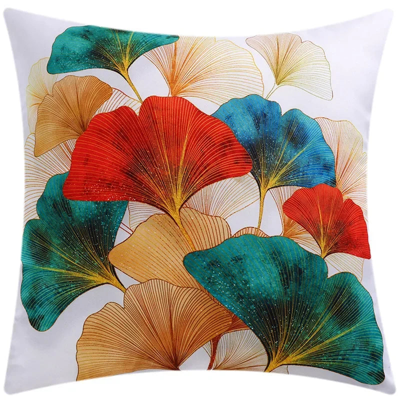 Yellow Grey Flower Pillowcase 45cm Double-Sided Print Cover for Home Decor by Axyaa