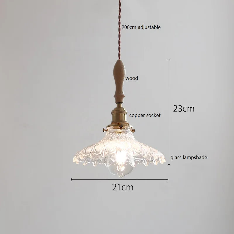 Axyaa Ceramic LED Pendant Light with Wood Copper Socket - 30CM