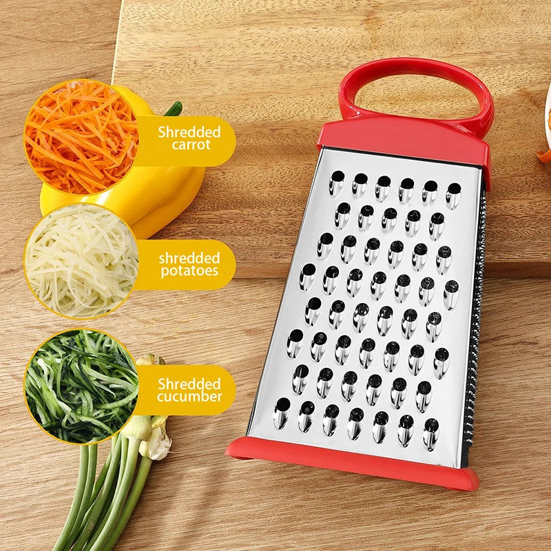Axyaa 4-Sided Stainless Steel Grater Kitchen Gadget for Vegetables, Cheese, Potatoes
