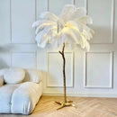 Axyaa Nordic Ostrich Feather LED Floor Lamp Resin Copper Indoor Lighting