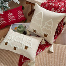 Axyaa Christmas Tree Linen Throw Pillow Cover Winter Farmhouse Home Decor