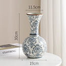 Axyaa Blue and White Porcelain Retro Vase - Chinese Ceramic Home Décor