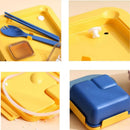 Axyaa 4-Grid Leakproof Bento Lunch Box with Tableware - Portable and Microwave-Safe