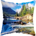 Axyaa Moonlit Waterfall Mountain Landscape Pillow Covers