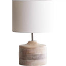 Axyaa Wood Table Lamps with LED, Linen Lampshade for Living Room, Office, and Bedroom