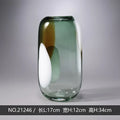 Axyaa Green Dried Flower Glass Vase, Colorful Fresh Flower Straight Tube Decoration