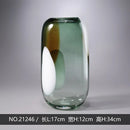 Axyaa Green Dried Flower Glass Vase, Colorful Fresh Flower Straight Tube Decoration