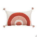 Axyaa Rainbow Tufted Cushion Cover with Tassels - Boho Cotton Canvas Pillow Case