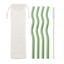 Axyaa Eco-Friendly Glass Straws - Colorful, High-Quality, Set of 6