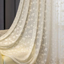 Axyaa French Luxury Leaf Gauze Curtains Beige Bedroom Living Room Sun Protection