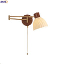 Axyaa Walnut Wood LED Wall Sconce with Pull Chain Switch, Nordic Art Stair Light