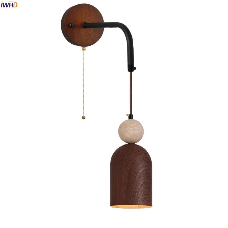 Axyaa Stone Iron LED Wall Lights with Pull Chain Switch for Living Room Decor