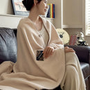 Axyaa Camel Wool Shawl Blanket - Coral Fleece Sofa Blanket for Office Nap & Winter