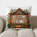 Axyaa Autumn Pumpkin & Leaves Pillow Cover for Sofa, Bedroom, Car