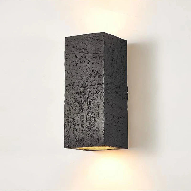 Axyaa Wabi-sabi Cement Wall Lamp Square Nordic Retro Sconce Light for Foyer Bedroom