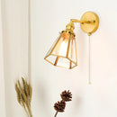 Axyaa Vintage Copper Hexagonal Glass LED Wall Lamp with Pull Chain Switch