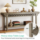 Axyaa Farmhouse Console Table with Storage, Solid Wood Grey Couch Table