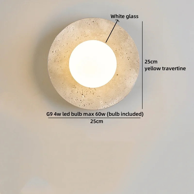 Axyaa Modern Nordic LED Wall Lamps Indoor Reading Yellow Travertine Wall Art Lighting