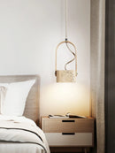 Axyaa Modern Travertine Pendant Light GX53 LED Natural Yellow Stone for Indoor Lighting