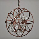 Axyaa Iron Chandelier with Crystals: Retro Loft Globe Lighting for Dining Room & Clothing Store