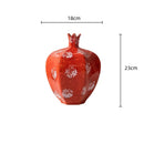 Axyaa Red Pomegranate Ceramic Vase for Home Decor and Flower Arrangements